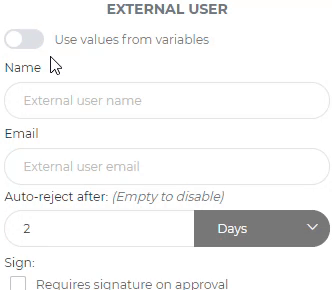 Using variables for external user